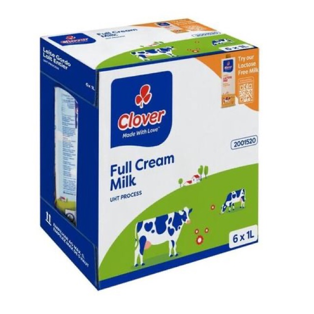 Clover Full Cream UHT Long Life Milk 1L x 6